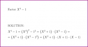 Factor X^4 - 1 (problem with solution)